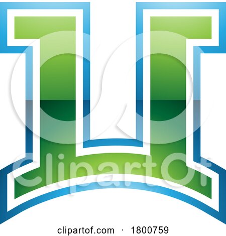 Green and Blue Glossy Arch Shaped Letter U Icon by cidepix