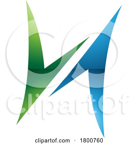 Green and Blue Glossy Arrow Shaped Letter H Icon by cidepix