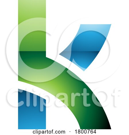 Green and Blue Glossy Lowercase Letter K Icon with Overlapping Paths by cidepix