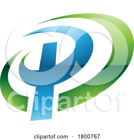 Green and Blue Glossy Oval Shaped Letter P Icon by cidepix