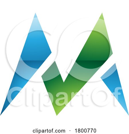 Green and Blue Glossy Pointy Tipped Letter M Icon by cidepix