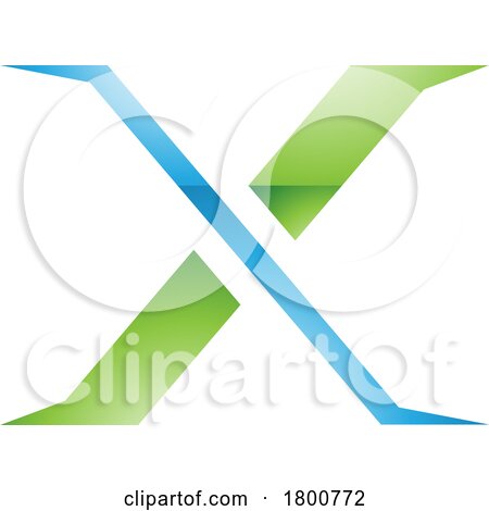 Green and Blue Glossy Pointy Tipped Letter X Icon by cidepix