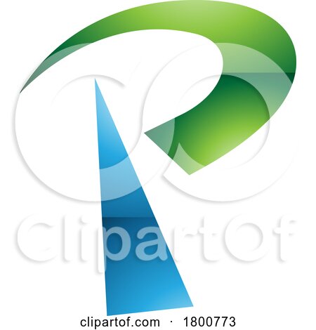 Green and Blue Glossy Radio Tower Shaped Letter P Icon by cidepix