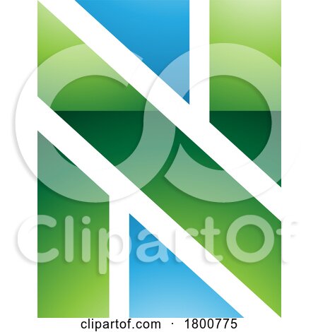 Green and Blue Glossy Rectangle Shaped Letter N Icon by cidepix