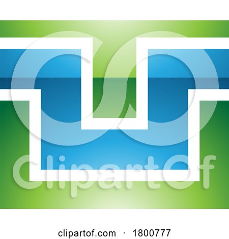 Green and Blue Glossy Rectangle Shaped Letter U Icon by cidepix