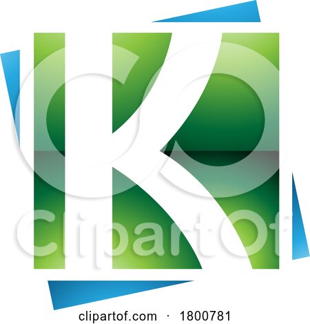 Green and Blue Glossy Square Letter K Icon by cidepix