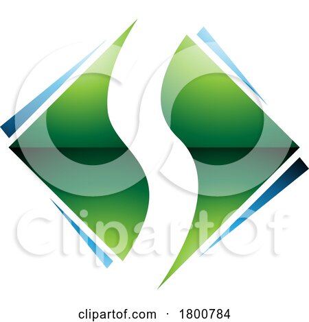 Green and Blue Glossy Square Diamond Shaped Letter S Icon by cidepix
