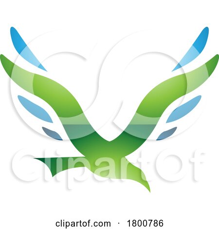 Green and Blue Glossy Bird Shaped Letter V Icon by cidepix