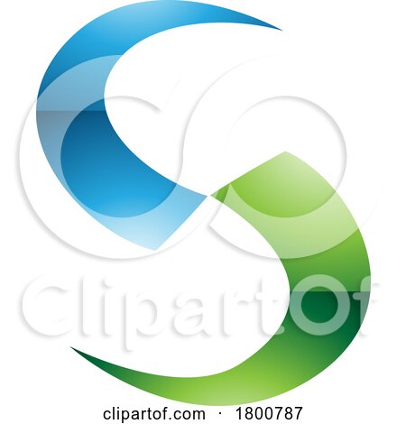 Green and Blue Glossy Blade Shaped Letter S Icon by cidepix