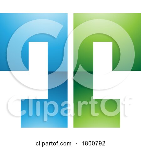Green and Blue Glossy Bold Split Shaped Letter T Icon by cidepix
