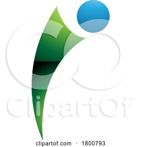 Green and Blue Glossy Bowing Person Shaped Letter I Icon by cidepix