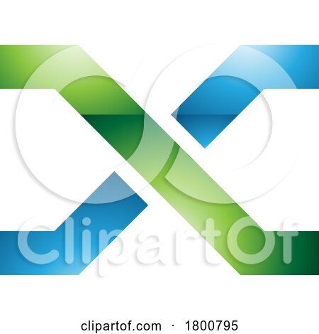 Green and Blue Glossy Letter X Icon with Crossing Lines by cidepix