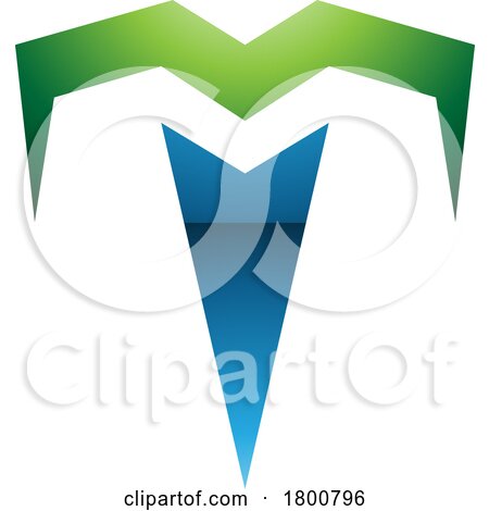 Green and Blue Glossy Letter T Icon with Pointy Tips by cidepix