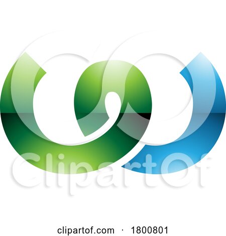 Green and Blue Glossy Spring Shaped Letter W Icon by cidepix