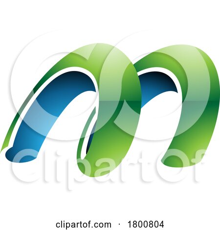 Green and Blue Glossy Spring Shaped Letter M Icon by cidepix