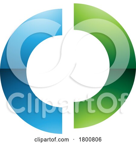 Green and Blue Glossy Split Shaped Letter O Icon by cidepix