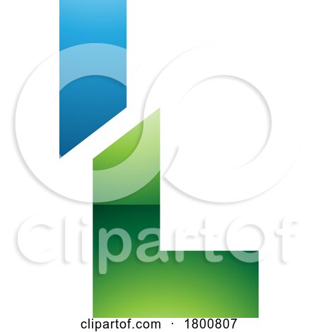 Green and Blue Glossy Split Shaped Letter L Icon by cidepix
