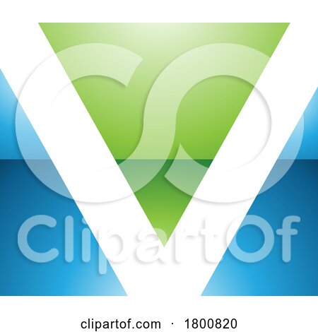 Green and Blue Glossy Rectangular Shaped Letter V Icon by cidepix
