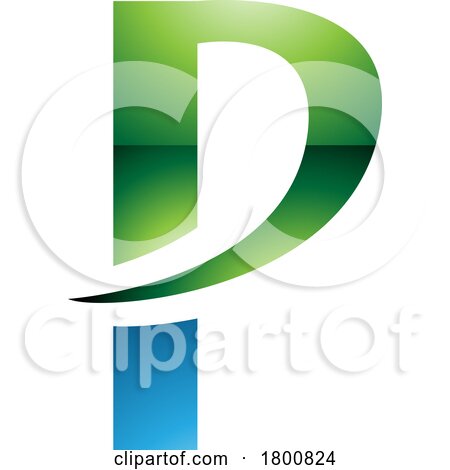 Green and Blue Glossy Letter P Icon with a Pointy Tip by cidepix
