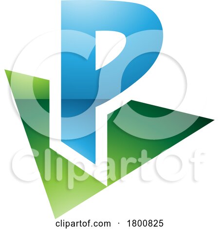 Green and Blue Glossy Letter P Icon with a Triangle by cidepix