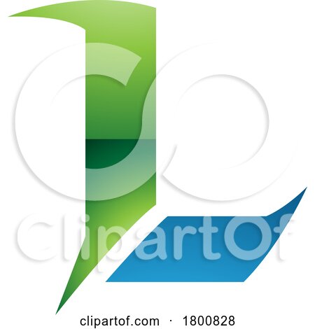 Green and Blue Glossy Letter L Icon with Sharp Spikes by cidepix