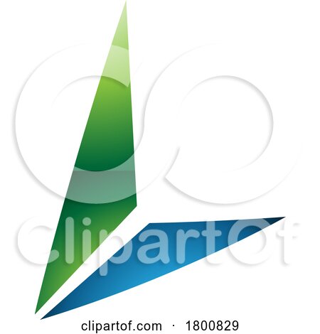 Green and Blue Glossy Letter L Icon with Triangles by cidepix