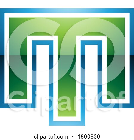 Green and Blue Glossy Letter M Icon with an Outer Stripe by cidepix