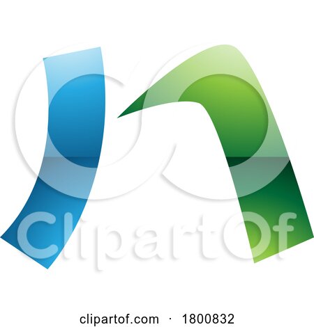 Green and Blue Glossy Letter N Icon with a Curved Rectangle by cidepix