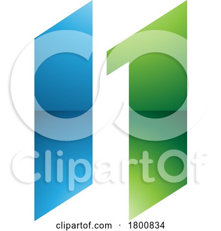 Green and Blue Glossy Letter N Icon with Parallelograms by cidepix