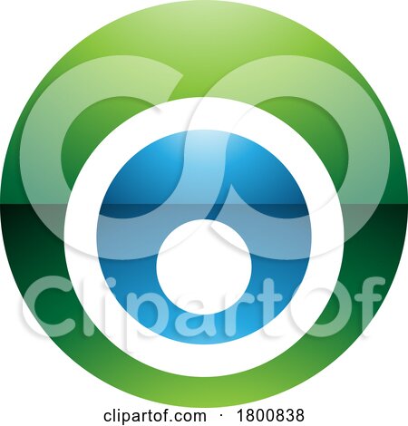 Green and Blue Glossy Letter O Icon with Nested Circles by cidepix