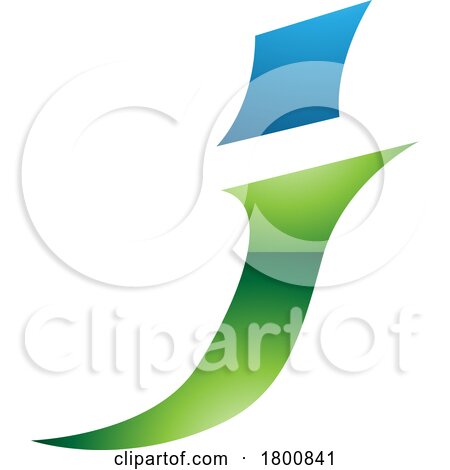 Green and Blue Glossy Spiky Italic Letter J Icon by cidepix