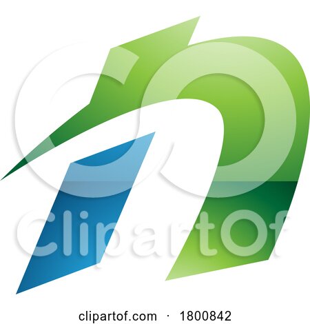 Green and Blue Glossy Spiky Italic Letter N Icon by cidepix