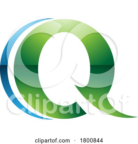 Green and Blue Glossy Spiky Round Shaped Letter Q Icon by cidepix