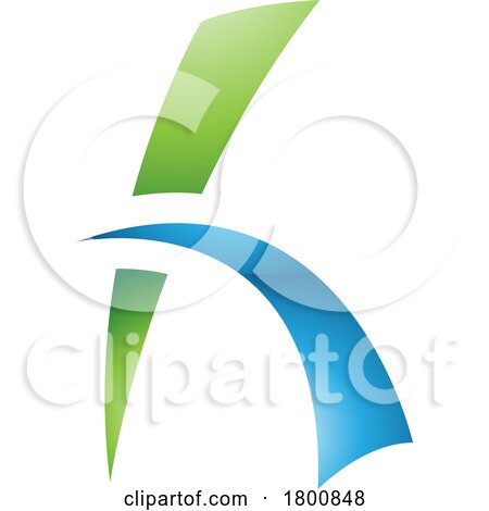 Green and Blue Glossy Letter H Icon with Spiky Lines by cidepix