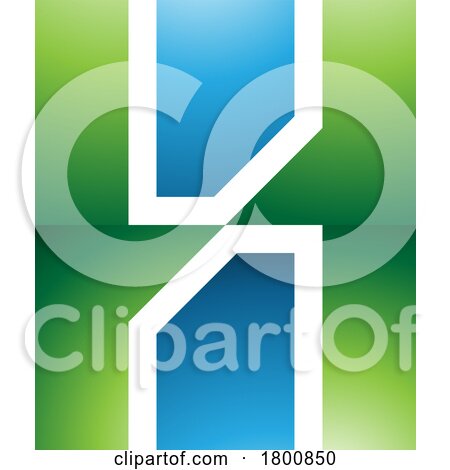 Green and Blue Glossy Letter H Icon with Vertical Rectangles by cidepix