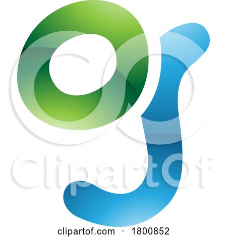 Green and Blue Glossy Letter G Icon with Soft Round Lines by cidepix