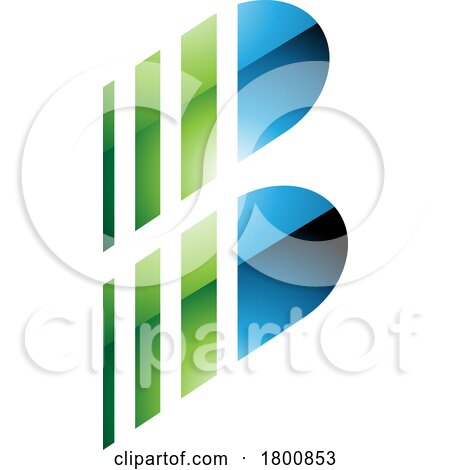 Green and Blue Glossy Letter B Icon with Vertical Stripes by cidepix