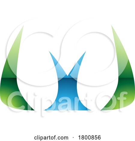 Green and Blue Glossy Horn Shaped Letter W Icon by cidepix
