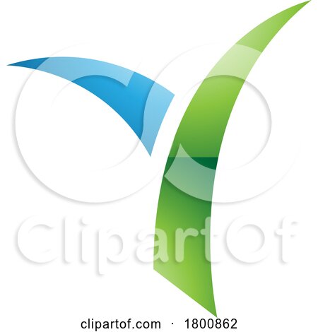 Green and Blue Glossy Grass Shaped Letter Y Icon by cidepix