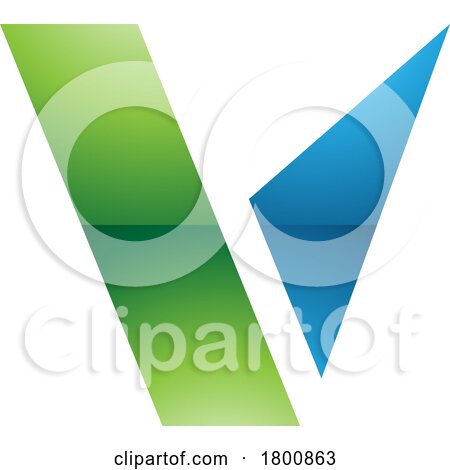 Green and Blue Glossy Geometrical Shaped Letter V Icon by cidepix