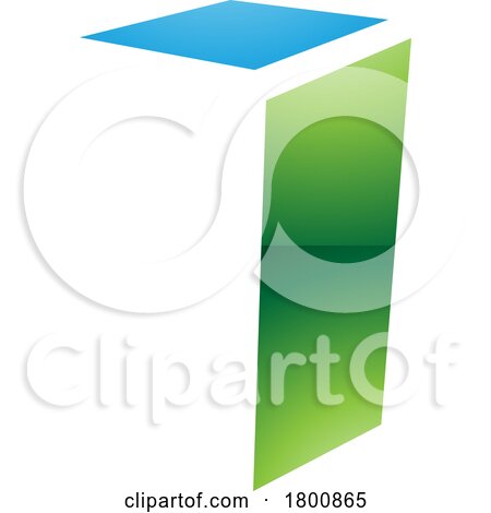 Green and Blue Glossy Folded Letter I Icon by cidepix