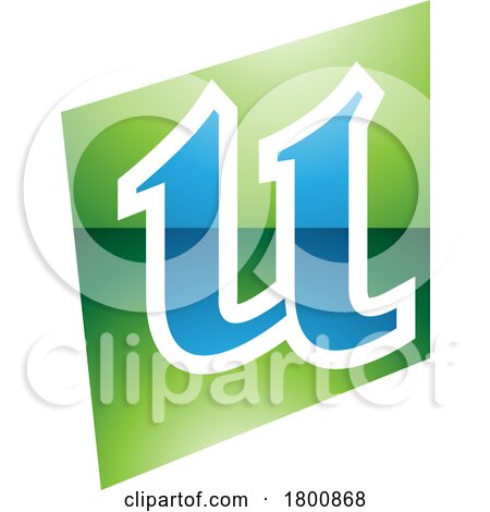 Green and Blue Glossy Distorted Square Shaped Letter U Icon by cidepix