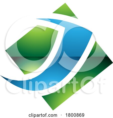 Green and Blue Glossy Diamond Square Letter J Icon by cidepix