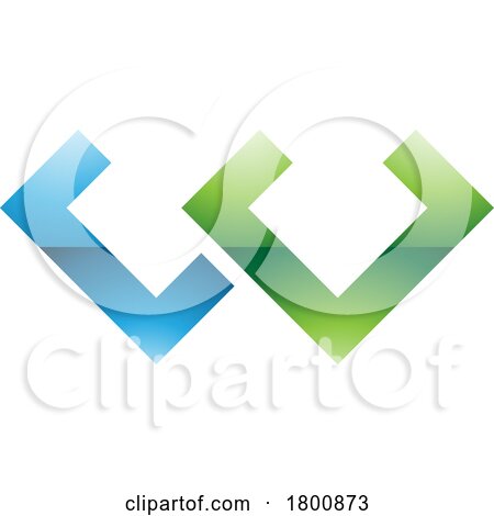 Green and Blue Glossy Cornered Shaped Letter W Icon by cidepix