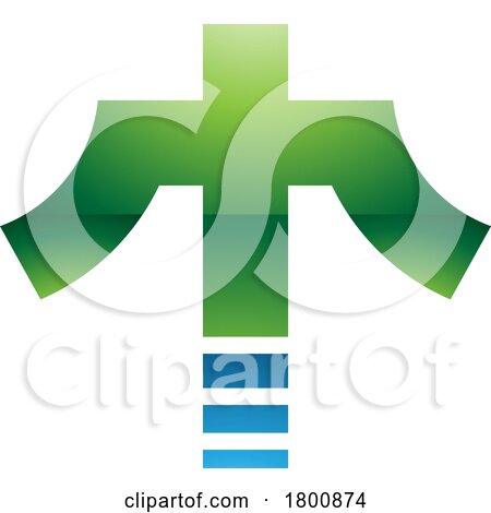 Green and Blue Glossy Cross Shaped Letter T Icon by cidepix