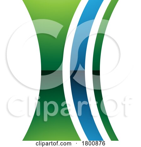 Green and Blue Glossy Concave Lens Shaped Letter I Icon by cidepix