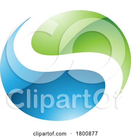 Green and Blue Glossy Circle Shaped Letter S Icon by cidepix