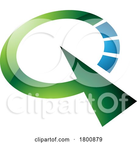 Green and Blue Glossy Clock Shaped Letter Q Icon by cidepix