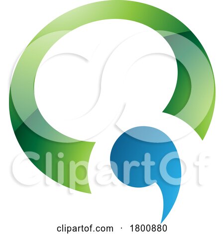 Green and Blue Glossy Comma Shaped Letter Q Icon by cidepix