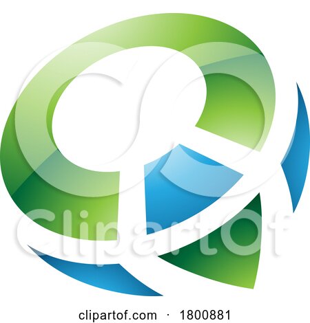 Green and Blue Glossy Compass Shaped Letter Q Icon by cidepix